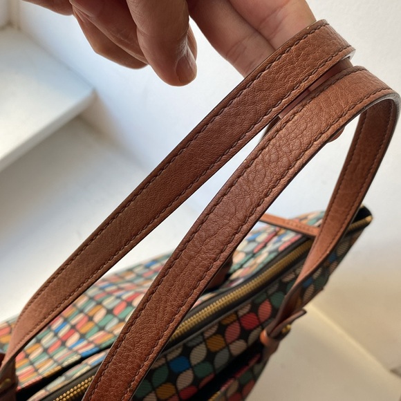 Fossil Rachel Geometric printed PVC Zip VeganTote Multicolor & Key Charm⭐️ - Picture 16 of 17